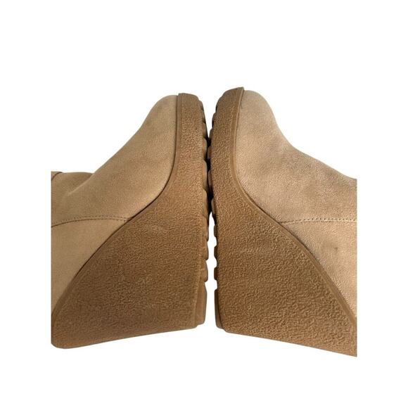 Wild Diva Boots Size 6 Selina Natural Wedge Ankle Suede Fur Lined Round Toe - Picture 7 of 13